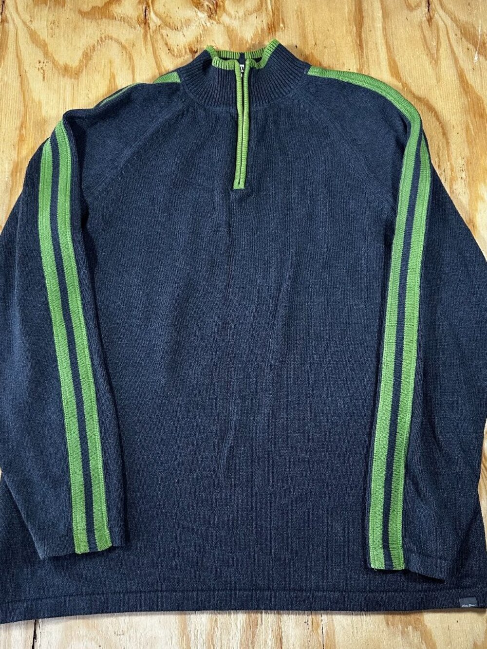 Eddie Bauer Quarter Zip Striped Knit Pullover TL